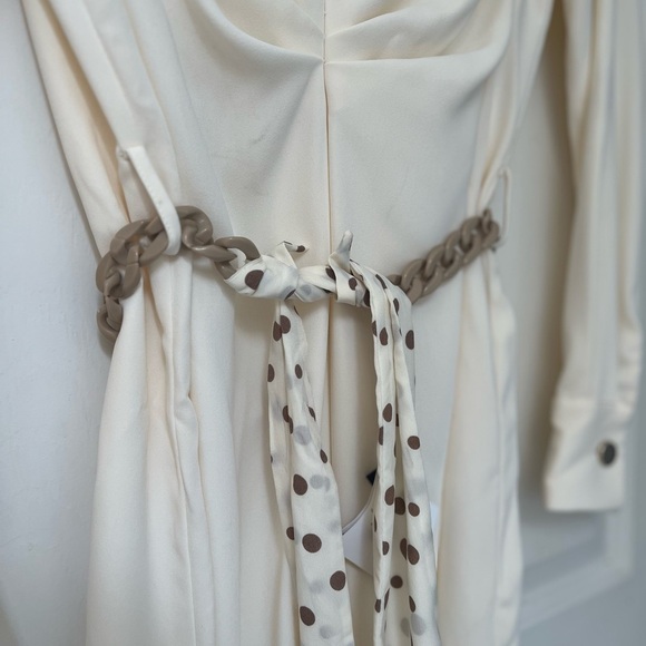 NWT ZARA Cream Knot Front Midi Dress with Polka Dot Belt XS Blogger Fav - Picture 7 of 16